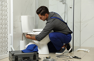 Toilet installation at residential home